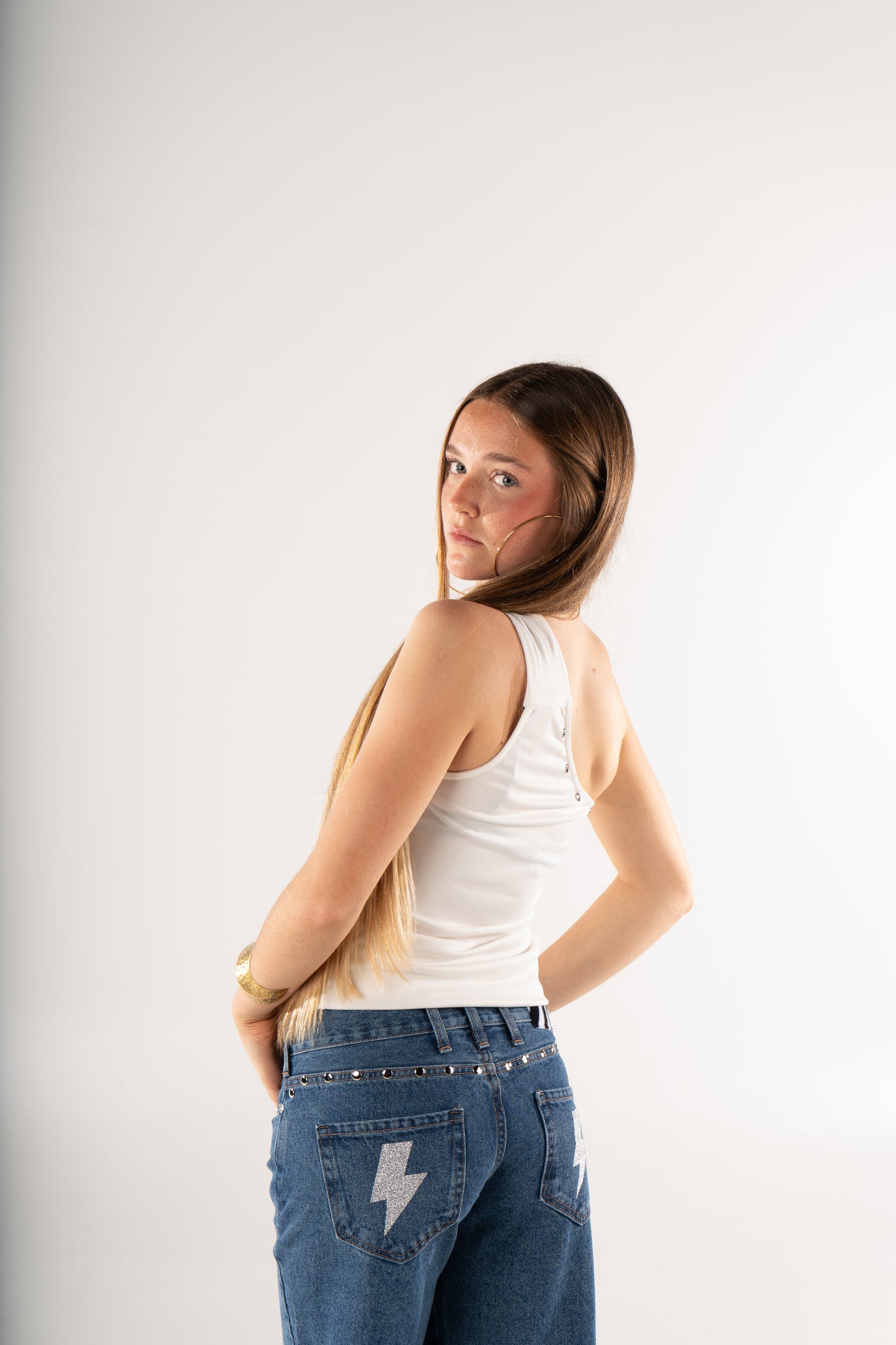 JEANS ZEBRA METALIC AZUL