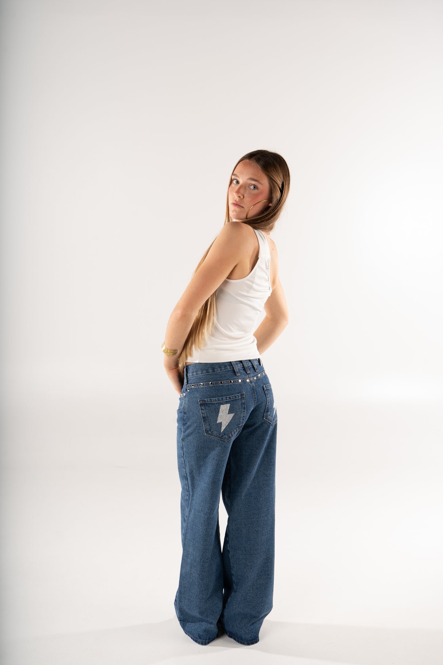JEANS ZEBRA METALIC AZUL