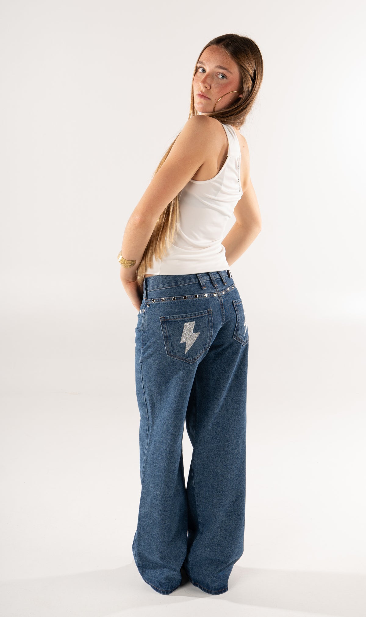 JEANS ZEBRA METALIC BLEU
