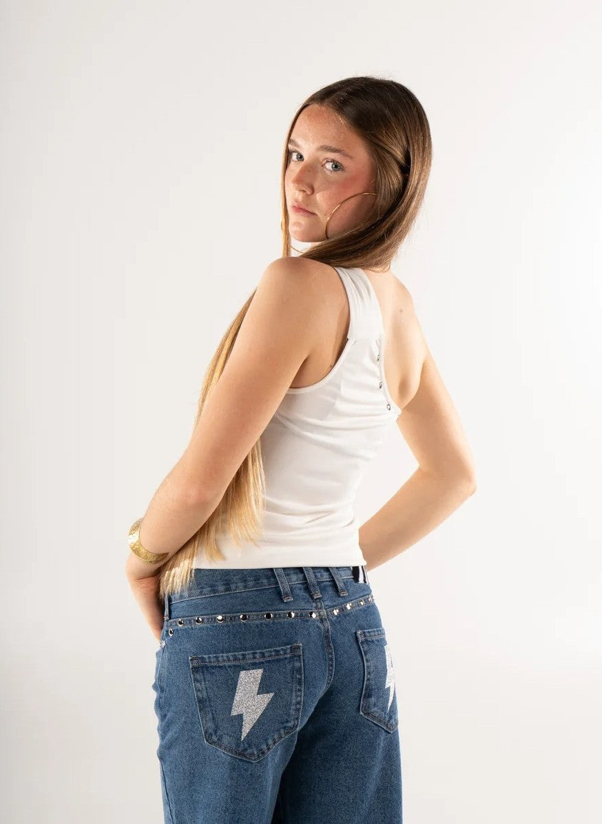 JEANS ZEBRA METALIC BLEU
